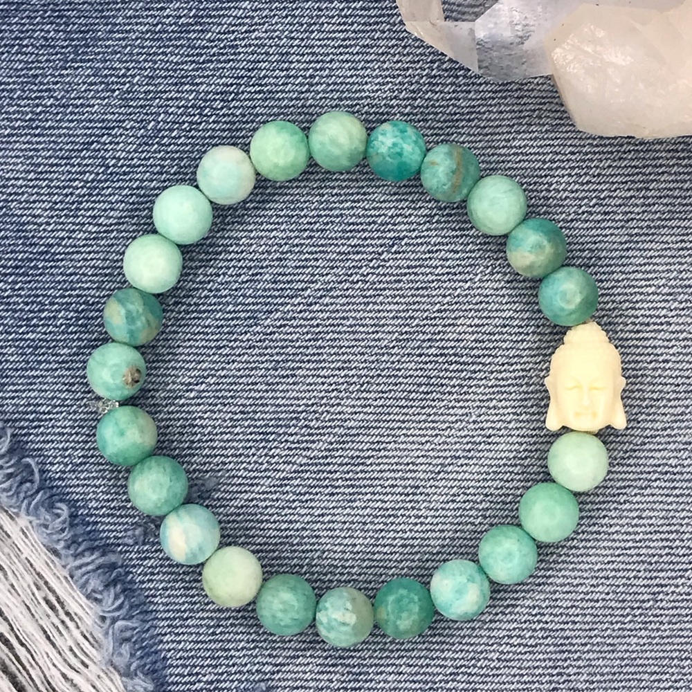 Brazil Amazonite Buddha Yoga Mala Bracelet